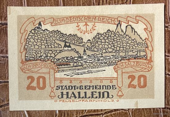 Нотгельд Австрия Халлайн 20 геллеров 1920 год