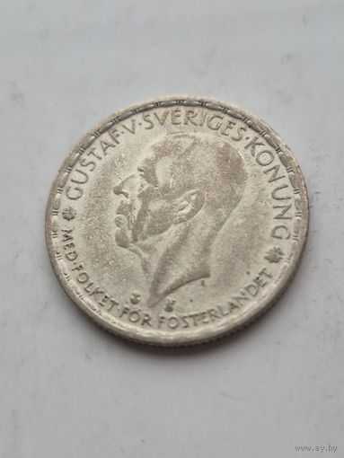 1 крона 1947 года Швеция. Серебро 400. Монета не чищена. 45327
