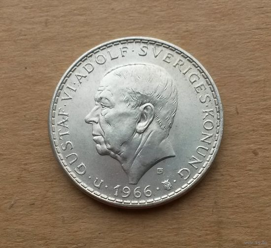 Швеция, 5 крон 1966 г., серебро 0.400, 100 лет конституционной реформе, Густав VI Адольф