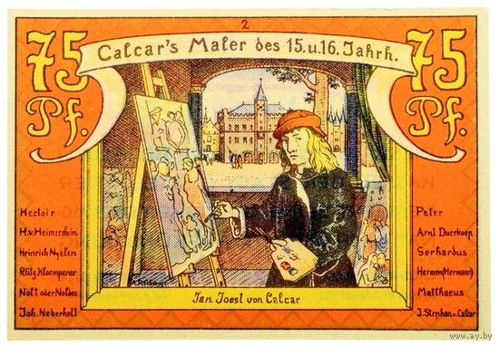 РАСПРОДАЖА!!! - ГЕРМАНИЯ КАЛЬКАР (Северный РЕЙН-ВЕСТФАЛИЯ) 75 пфеннигов 1922 год (второй сюжет) - UNC!