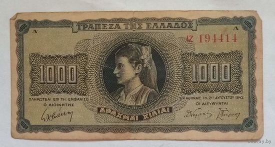 Греция 1000 драхм 1942 г.