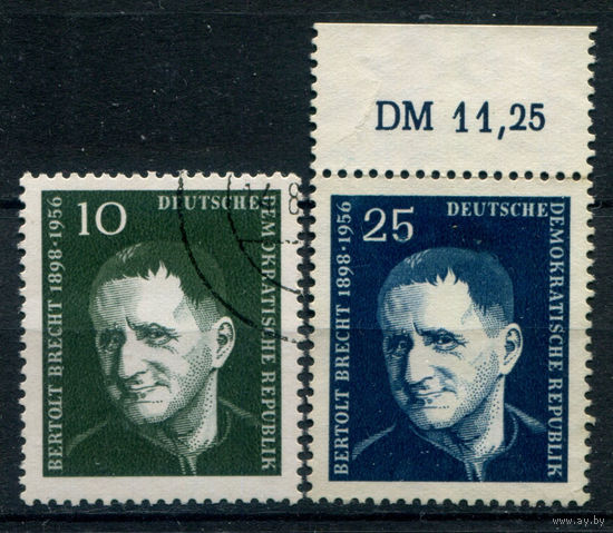 ГДР - 1957г. - Бертольд Брехт - 2 марки - полная серия, гашёная, чистая, без клея [Mi 593-594]. Без МЦ!