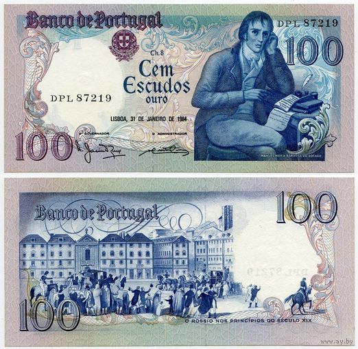 Португалия. 100 эскудо (образца 1984 года, P178c, подпись 5, UNC)