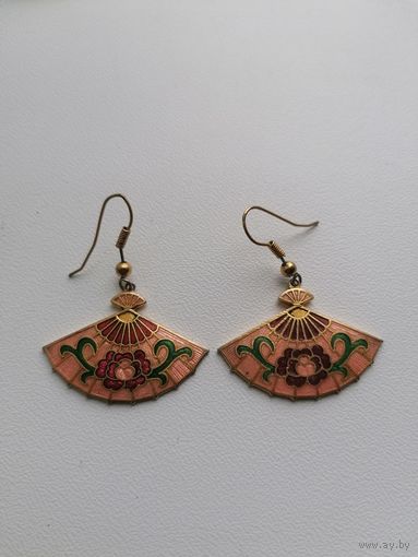 Серьги в технике Клуазоне