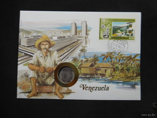 Венесуэла 1 боливар 1989 г  конверт первого дня КПД