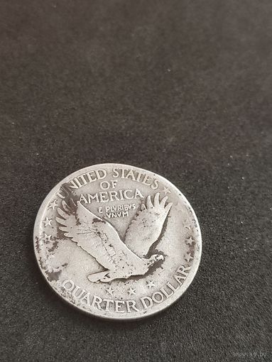 США.25 центов 1925 г. Стоящая Свобода Картер.