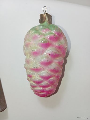 Игрушка на ёлку , винтаж , стекло , Шишка , СССР . С рубля