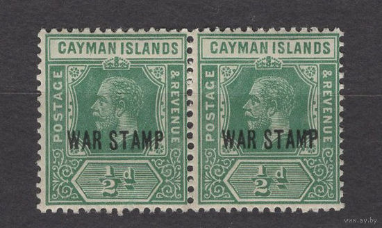 1919 Кайманы острова  George V, Военный сбор, сцепка 2 марки (SG 57), Британские колонии