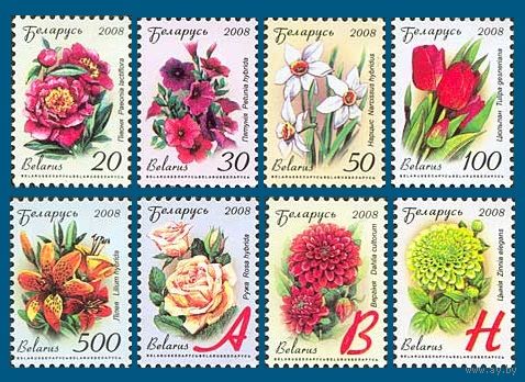 2008 Беларусь 712-719 Стандарт. Садовые Цветы офсет мел бум **