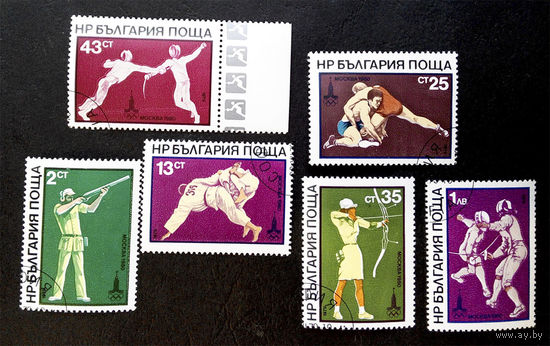 Болгария 1979 г. Олимпиада Москва 1980. Спорт, полная серия из 6 марок #0068-С1P10