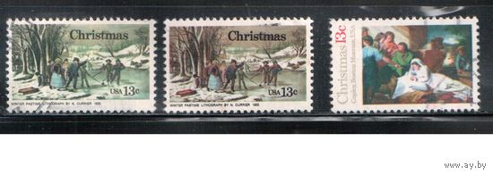 США-1976, (Мих.1288 а+в-1289 ) , гаш.  , Рождество, Живопись(полная серия)