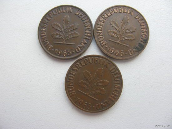 ФРГ  2 пфеннига   1963 G . J . F .