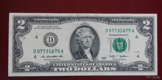 2 доллара США 2009 г., D 07731675 A, XF