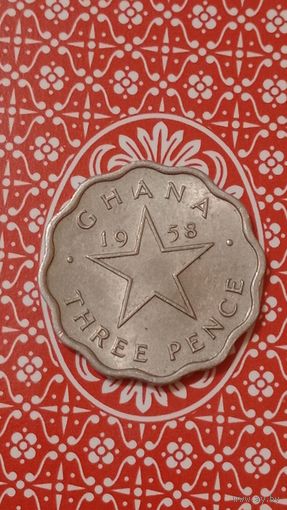 Гана 3 пенса 1958
