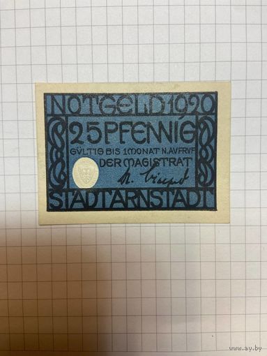 25 пфеннигов (нотгельды) г. Германия Арнштадт-1201