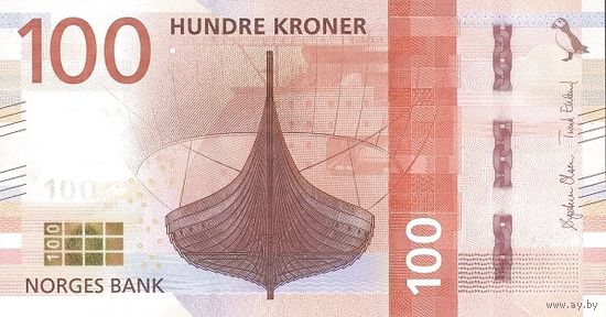 Норвегия 100 крон образца 2016 года UNC p54