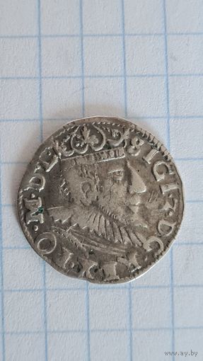 С 1 РУБЛЯ ! МОНЕТА 3 ГРОША  ВКЛ ПОЛЬША  СРЕДНЕВЕКОВЬЕ СИГИЗМУНД lll 1593 ГОД