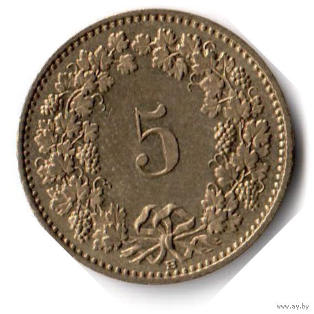 Швейцария. 5 раппенов. 1995 г.