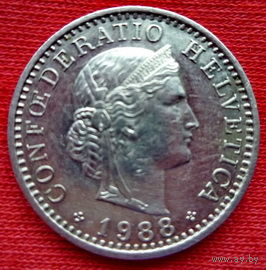 20 раппен. 1988 год, Швейцария.