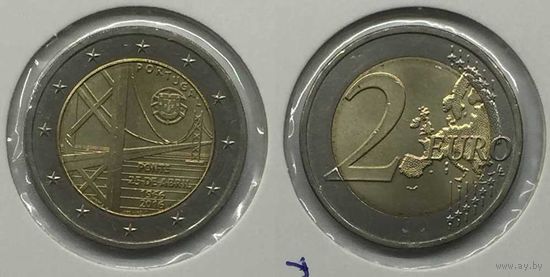 2 евро 2016 Португалия "50-летие моста имени 25 апреля" UNC