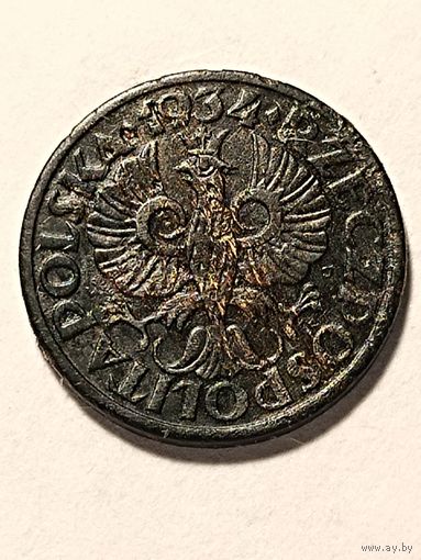 Польша 1 грош 1934 г. НЕЧАСТЫЙ,  без мц.