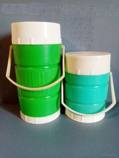 Два термоса СССР 0,5 л и 1,0 л по д первое и второе блюда одним лотом, со стеклянной колбой и широким горлом