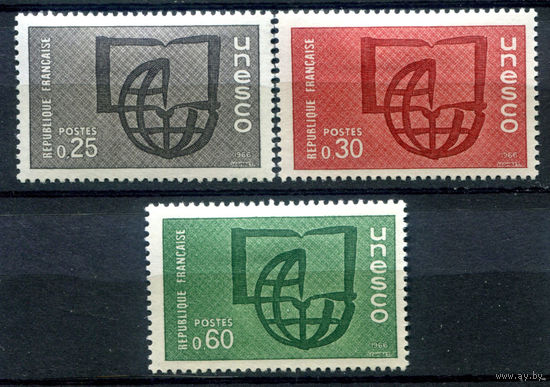Франция - 1966г. - ЮНЕСКО - 3 марки - полная серия, MH [Mi 6-8]. #2-Fr-39-A-1