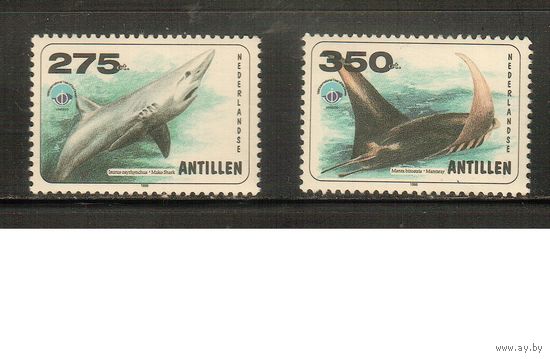 Антиллы(Нидерландские)-1991(Мих.978-979) , **    , Морская Фауна , Акулы, (полная серия)