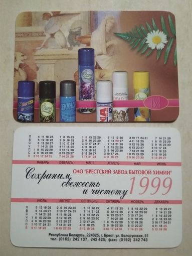 Карманный календарик. Брестский завод бытовой химии. 1999 год