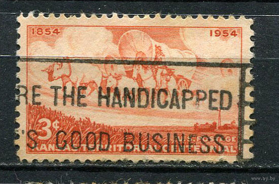 США - 1954 - 100-летие Канзаса - [Mi. 677] - полная серия - 1 марка. Гашеная.  (Лот 37EF)-T7P8