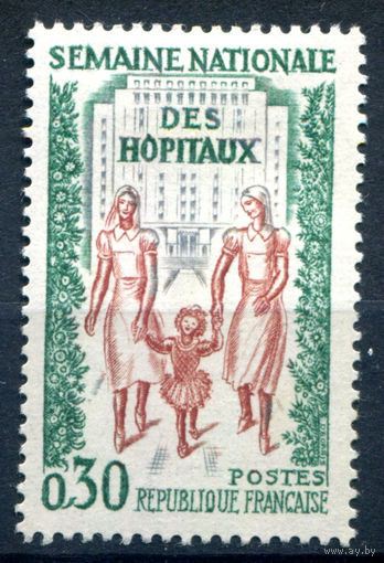 Франция - 1962г. - национальная неделя больниц - 1 марка - полная серия, MH с повреждением клея [Mi 1393]. #2-Fr-61-A-1