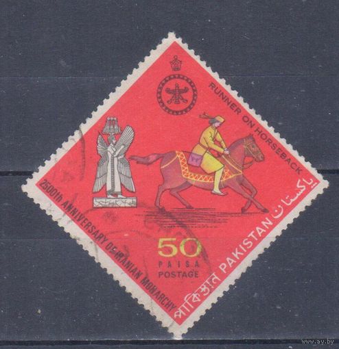 [588] Пакистан 1971. Всадник.Лошади на почтовых марках. Гашеная марка.