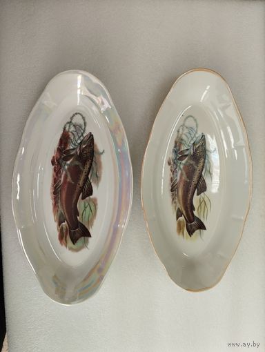 Тарелка сервировочная Рыба, размер 24х12,5 см. СССР