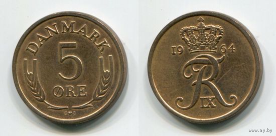 Дания. 5 эре (1964, aUNC)