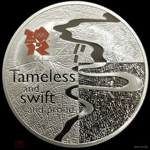 5 фунтов 2010 серебро 925пр 28,28г Великобритания Темза - Олимпийские игры