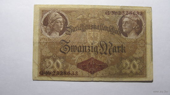 Германия Ro49b .20 марок 1914 г . ( 7 цифр в номере )