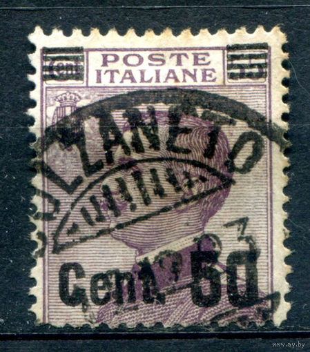 Италия (Королевство) - 1923/27г. - король Виктор Эммануил III, надпечатка 50 с на 55 с - 1 марка - гашёная [Mi 172]. #1-It-22-B-1