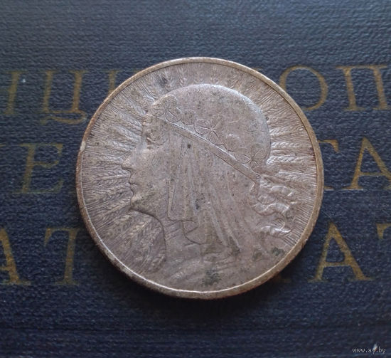 10 злотых 1932 Польша Ядвига Без отметки монетного двора #04-A01 Монета в родной патине!