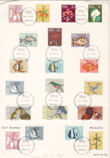 Фауна. Южная Африка. 1974. 20 марок с гашением 1-го дня в буклете. Michel N 447-466 (47,0 е)