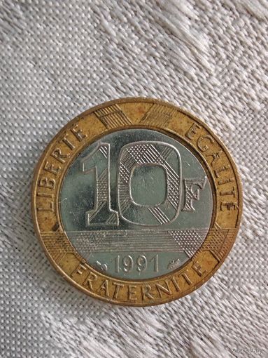 10 франков монета 1991 года