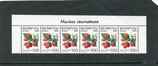 Беларусь 2004. Стандарт. Ягоды. Малина обыкновенная. Верхняя сцепка листа