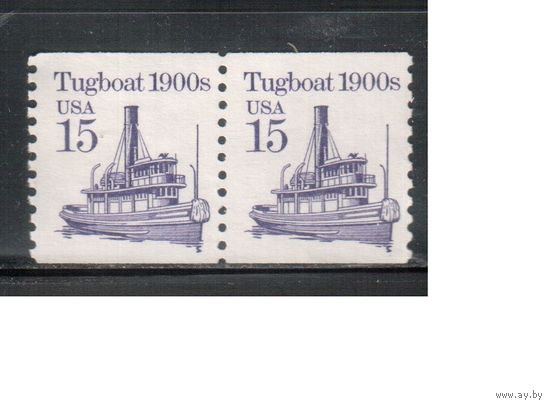 США-1988, (Мих.1990),  * (без клея), Стандарт, Транспорт, Катер  (одиночка), пара