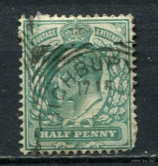Великобритания - 1902/1913 - Король Эдуард VII 1/2P - (есть тонкое место) - [Mi.102A] - 1 марка. Гашеная.  (Лот 19Gg)-T2P26