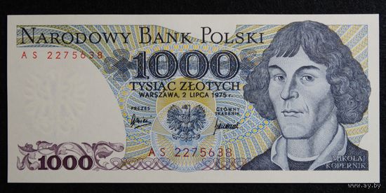1000 злотых 1975г P#146a -UNC-