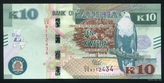 Замбия 10 квача 2020 г. P58c. UNC