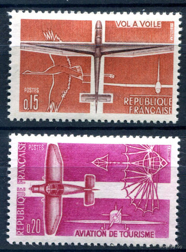 Франция - 1962г. - планеризм, авиация и спорт - 2 марки - полная серия, MH [Mi 1394-1395]. #2-Fr-61-A-1