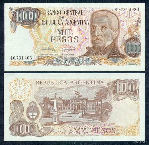Аргентина 1000 песо 1976 - 1983 год, UNC