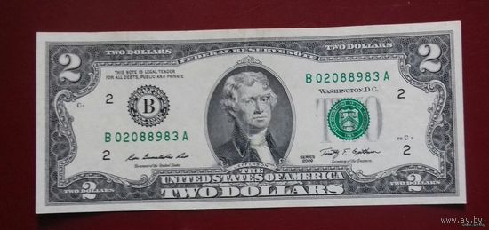 2 доллара США 2009 г., B 02088983 A, XF