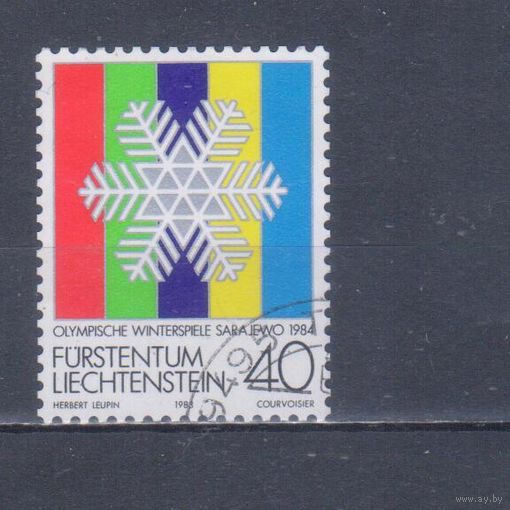 [2448] Лихтенштейн 1983. Зимняя Олимпиада.Снежинка. Гашеная марка.