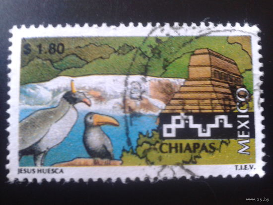 Мексика 1997 туризм, пирамида, птицы